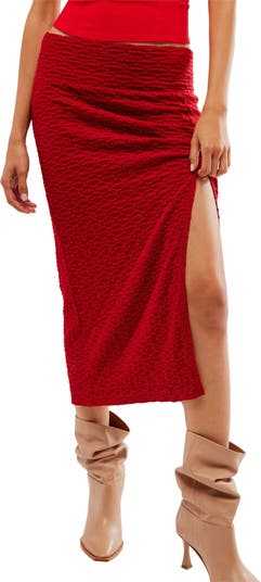 jacquard midi high waist skirt