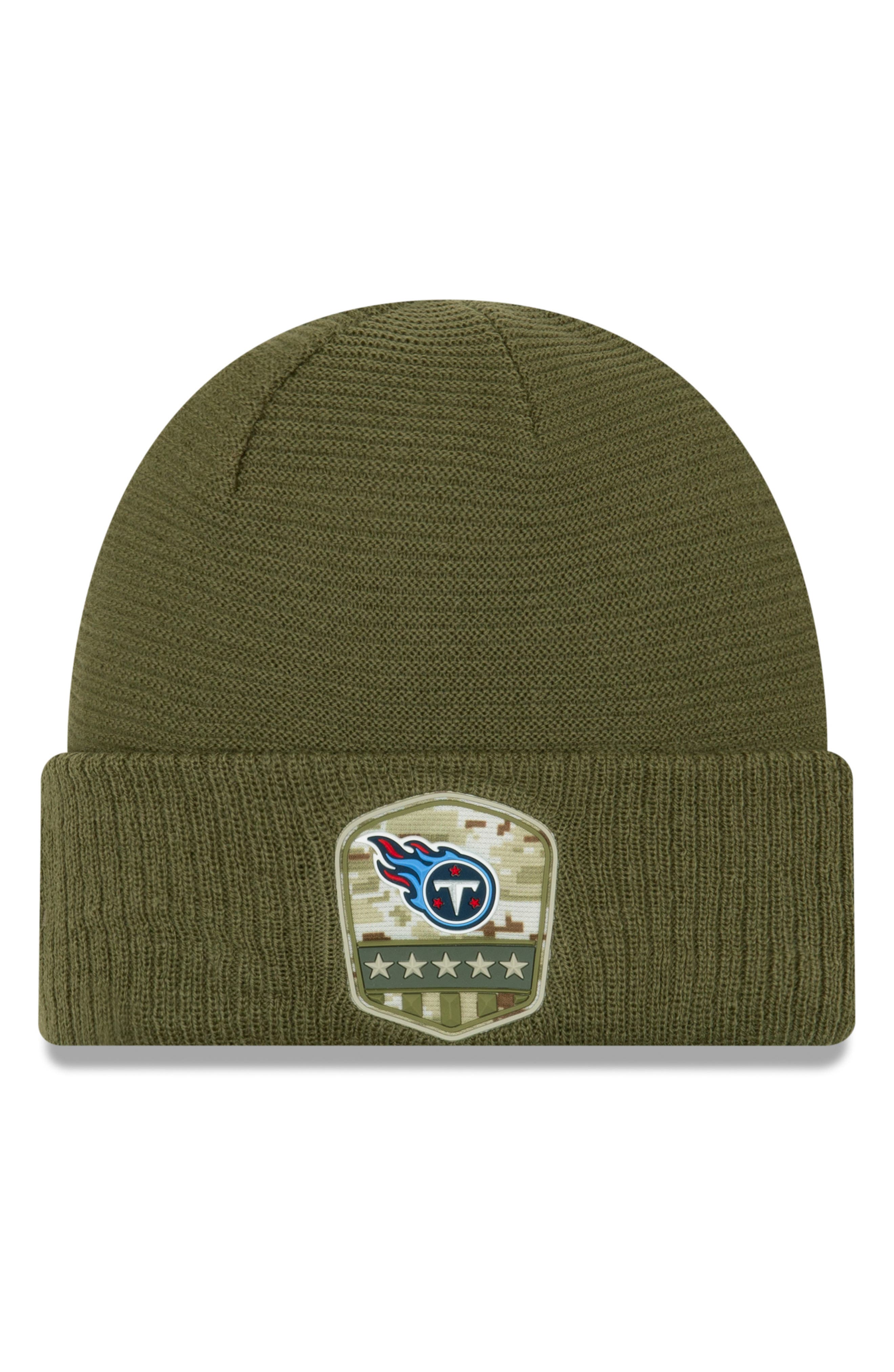 new era men's salute to service chicago bears olive cuffed knit