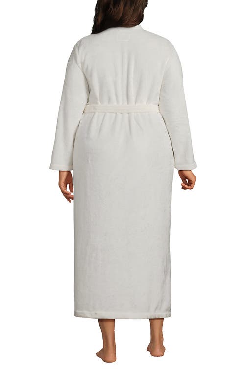 Lands' End Tall Cozy Plush Long Wrap Robe In Ivory