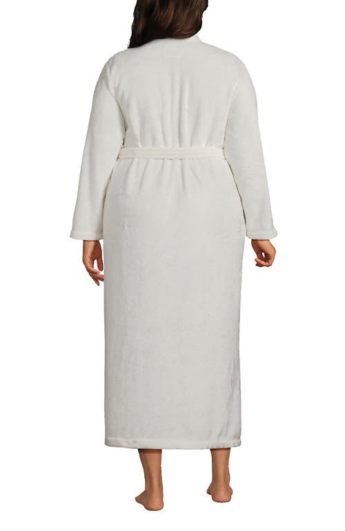 Shop Lands' End Tall Cozy Plush Long Wrap Robe In Ivory