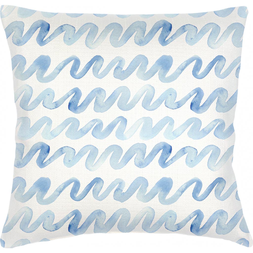 Anaya Watercolor Waves Linen Euro Pillow 26x26 With Down Alternative Insert In Blue