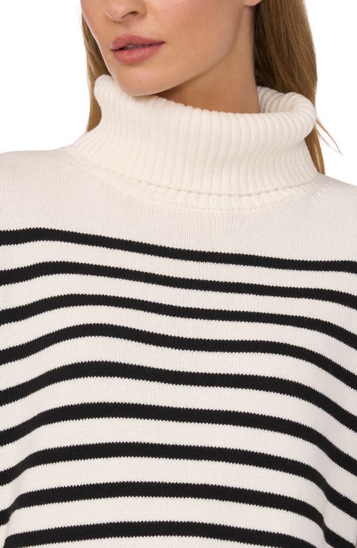 Shop Cece Stripe Turtleneck Sweater In Antique White