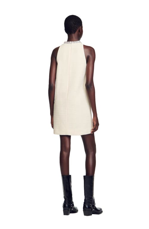 Sandro Dorinna Tweed Minidress In Ecru