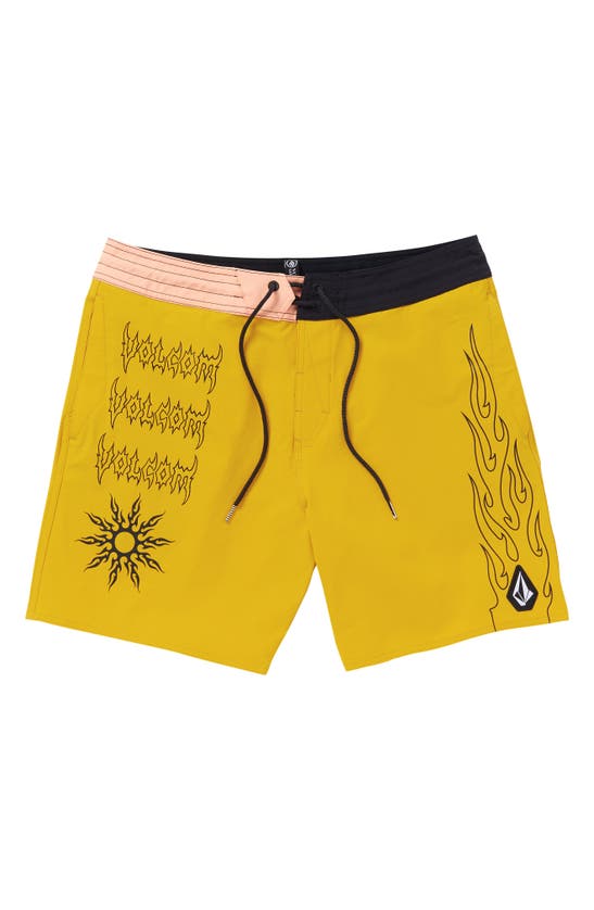 Shop Volcom About Time Liberators Board Shorts In Lemon