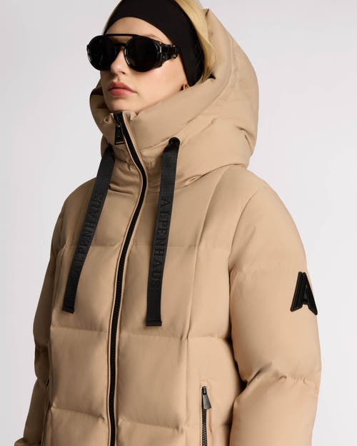 Shop Alpenhaus Cluze Mid-length Puffer With Square Quilting In Sandstone