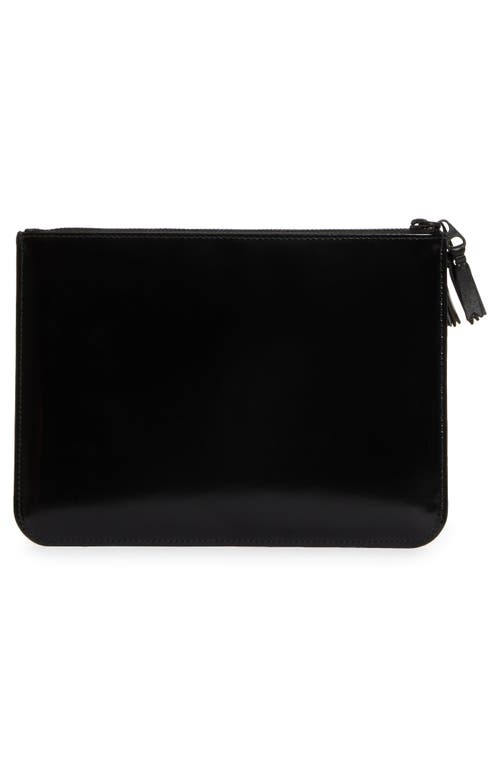 Shop Comme Des Garçons Wallets Large Zipper Medley Leather Pouch In Black