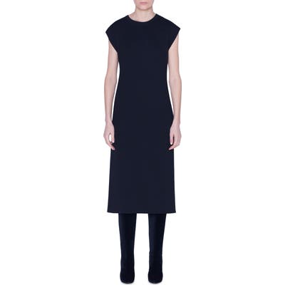 Akris Reversible Bicolor Cashmere & Silk Midi Dress, Black