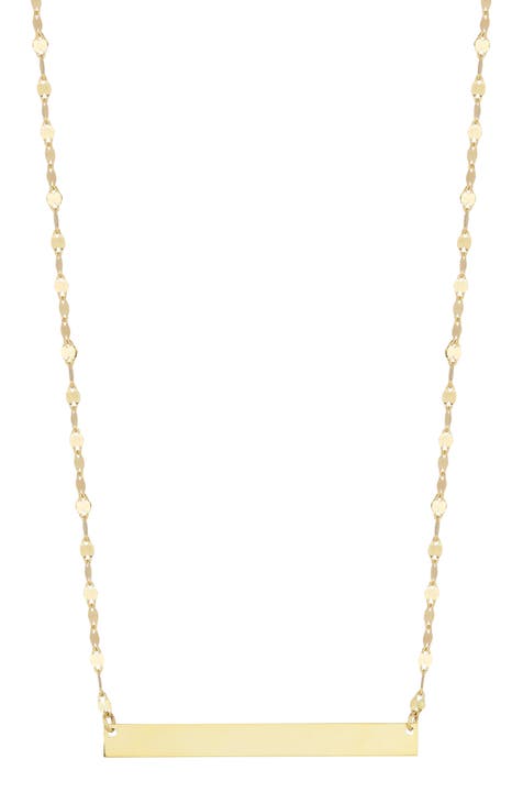 14K Yellow Gold Bar Pendant Necklace