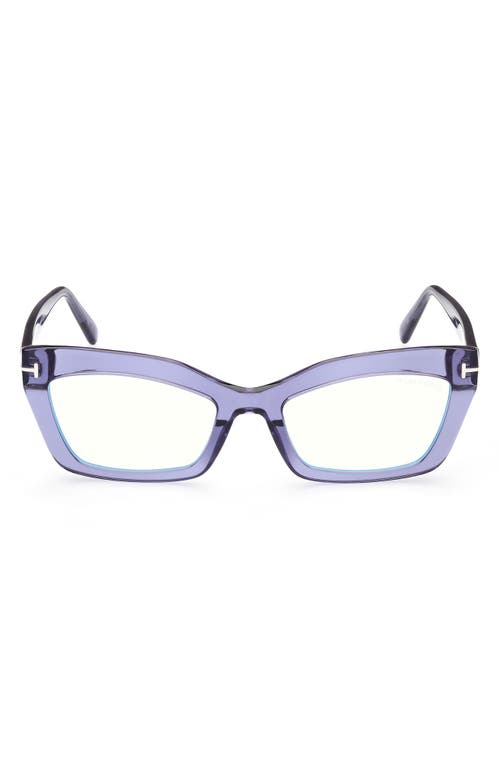 Tom Ford 54mm Cat Eye Blue Light Blocking Glasses In Shiny Bordeaux/grad Bordeaux
