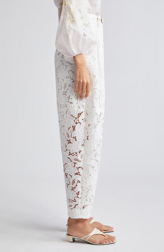 Shop Zimmermann Natura Floral Lace Ankle Pants In Ivory