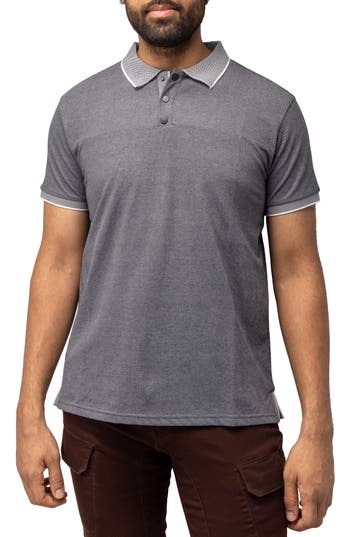 X-ray Men's Short Sleeve Pieced Pique Tipped Polo In Grey