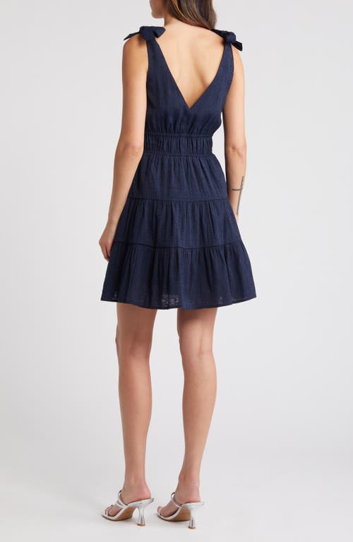 Shop Chelsea28 Tiered Tie Strap Minidress In Navy Blazer