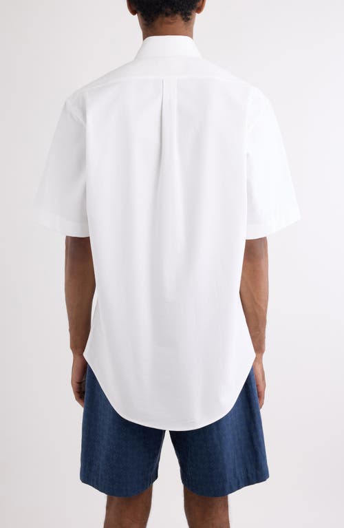 Shop Givenchy Short Sleeve Cotton Button-down Shirt In White