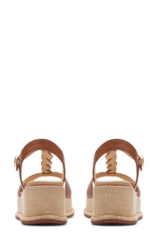 Shop Clarks Kimmei Twisted Ankle Strap Platform Wedge Sandal In Tan Leather