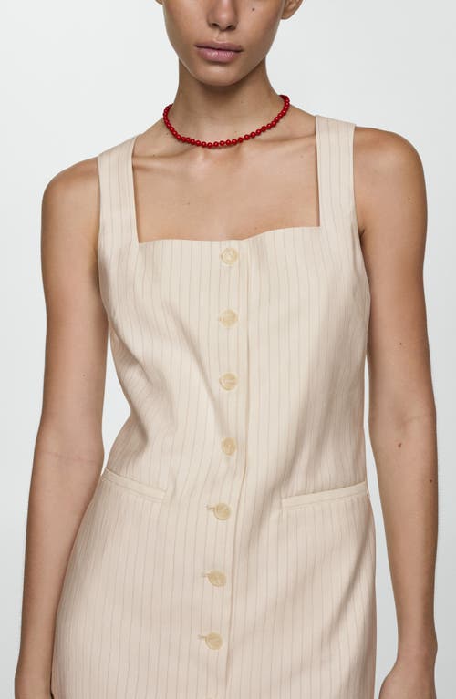 MANGO MANGO STRIPE TIE BACK BUTTON FRONT DRESS 