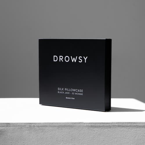 Drowsy Sleep Co . Queen Silk Pillowcase In Black Jade