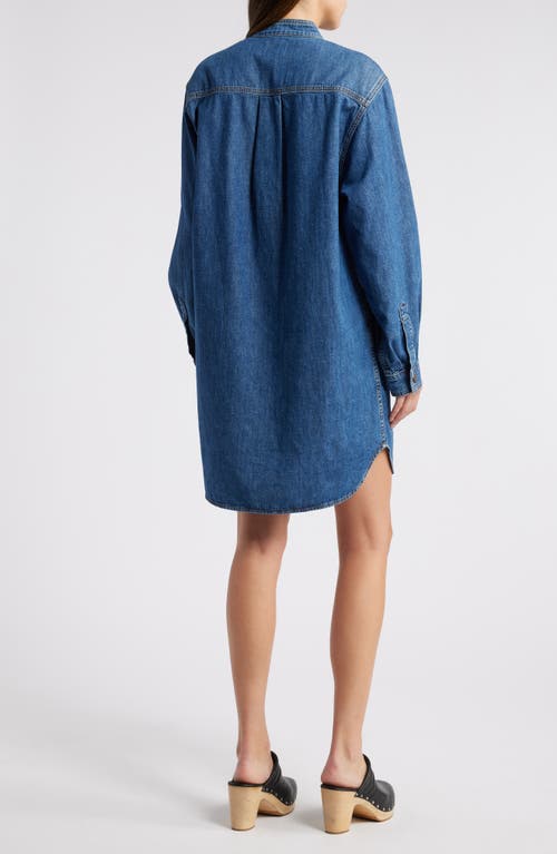 Shop Frame Long Sleeve Denim Mini Shirtdress In Boy Blue
