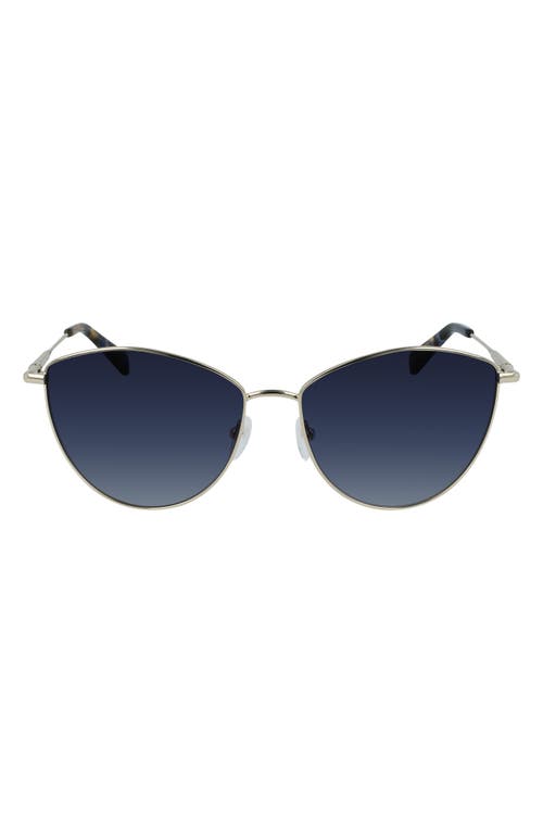 Longchamp Roseau 58mm Cat Eye Sunglasses in Gold /Smoke Rose at Nordstrom