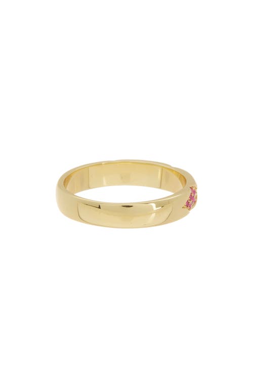 Shop Covet Pink Cz Band Ring In Pink/gold