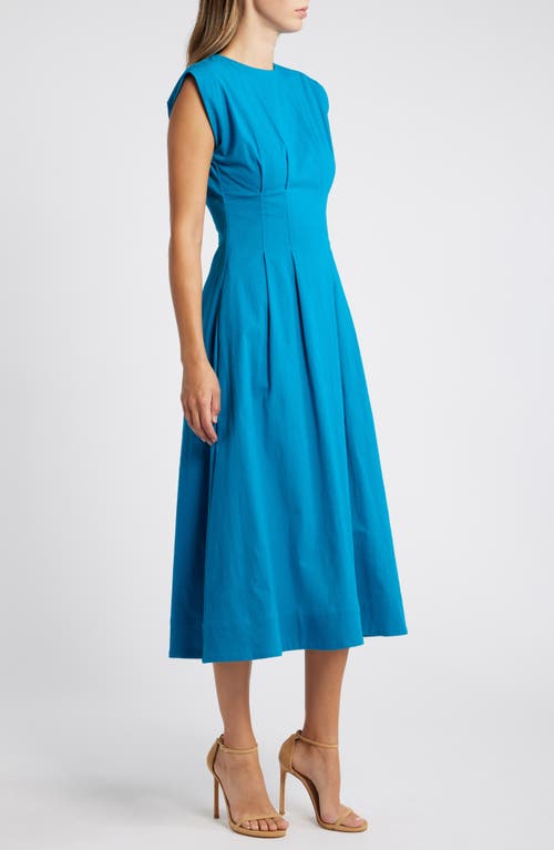 Shop Mila Mae Cinched Waist Midi Dress In Aqua