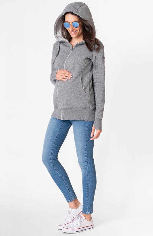 Shop Seraphine 3-in-1 Maternity Zip Hoodie In Dark Grey