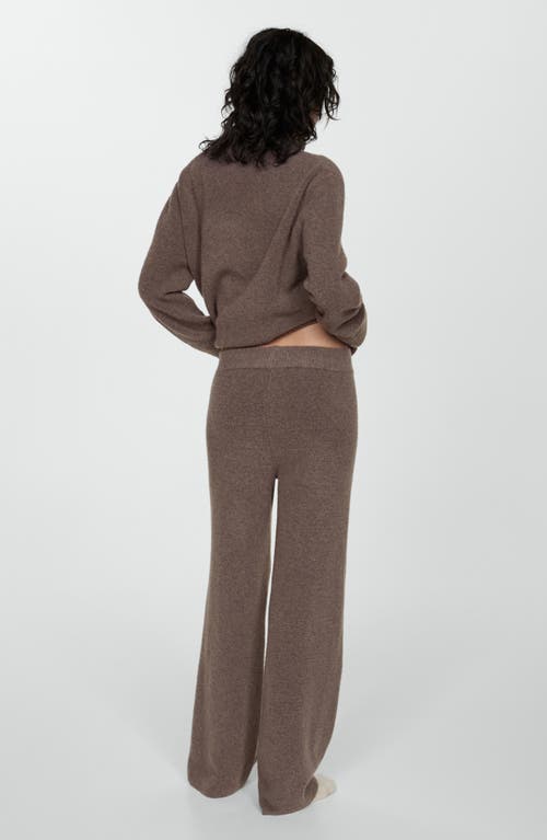 Mango Wide Leg Knit Pants In Brown