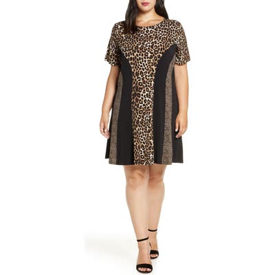 Plus Size Michael Michael Kors Cheetah Combo Dress, Brown