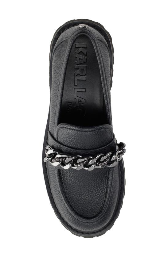 Shop Karl Lagerfeld Paris Gala Lug Chain Loafer In Black Gunmetal Pearl