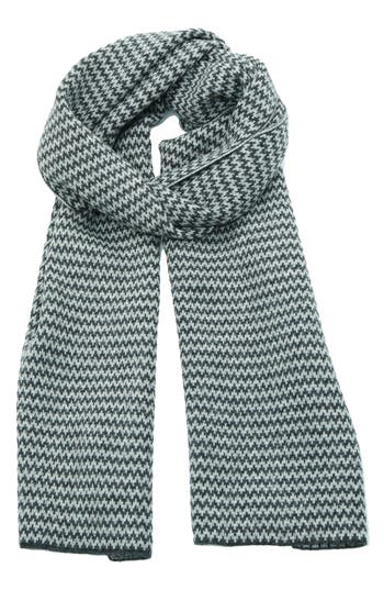 Portolano Zigzag Jacquard Scarf In Heather Charcoal/light Grey
