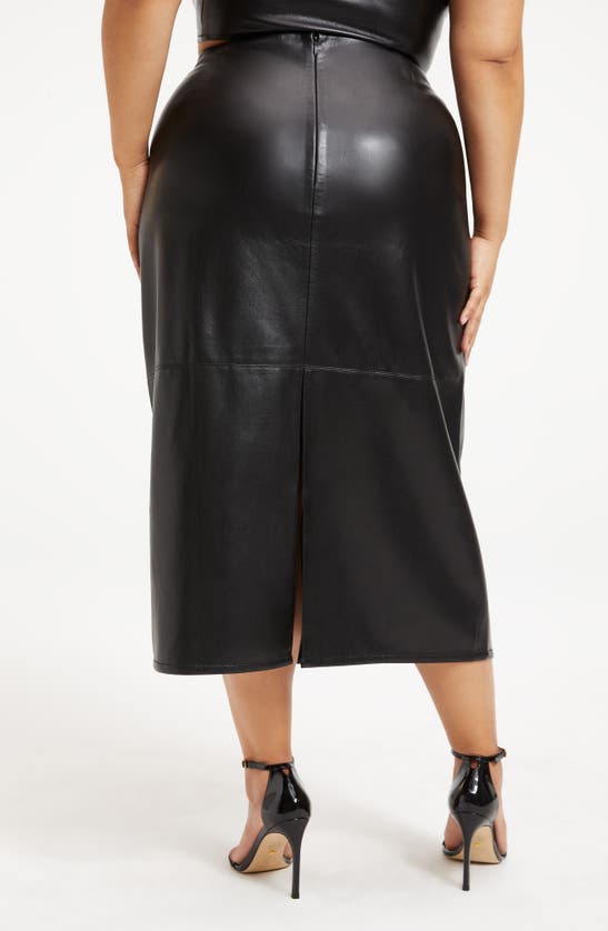Good American Better Than Faux Leather Midi Pencil Skirt In Black001