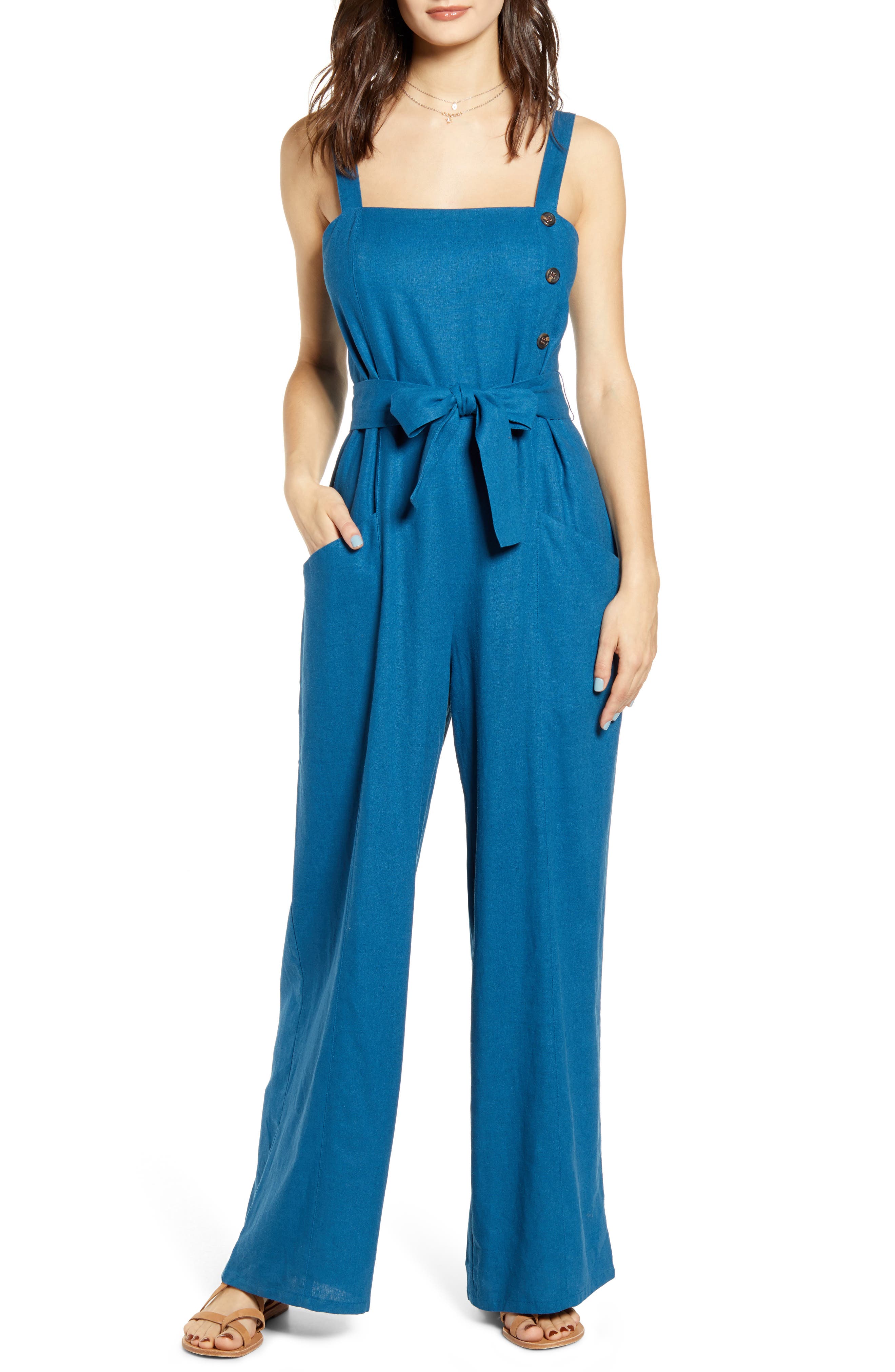 Band Of Gypsies Bluestars Jumpsuit, Blue/green