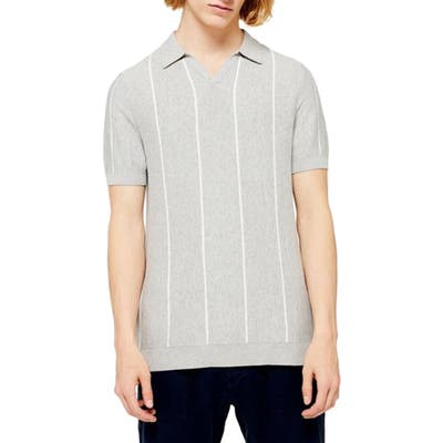 Topman Stripe Polo Sweater, Grey