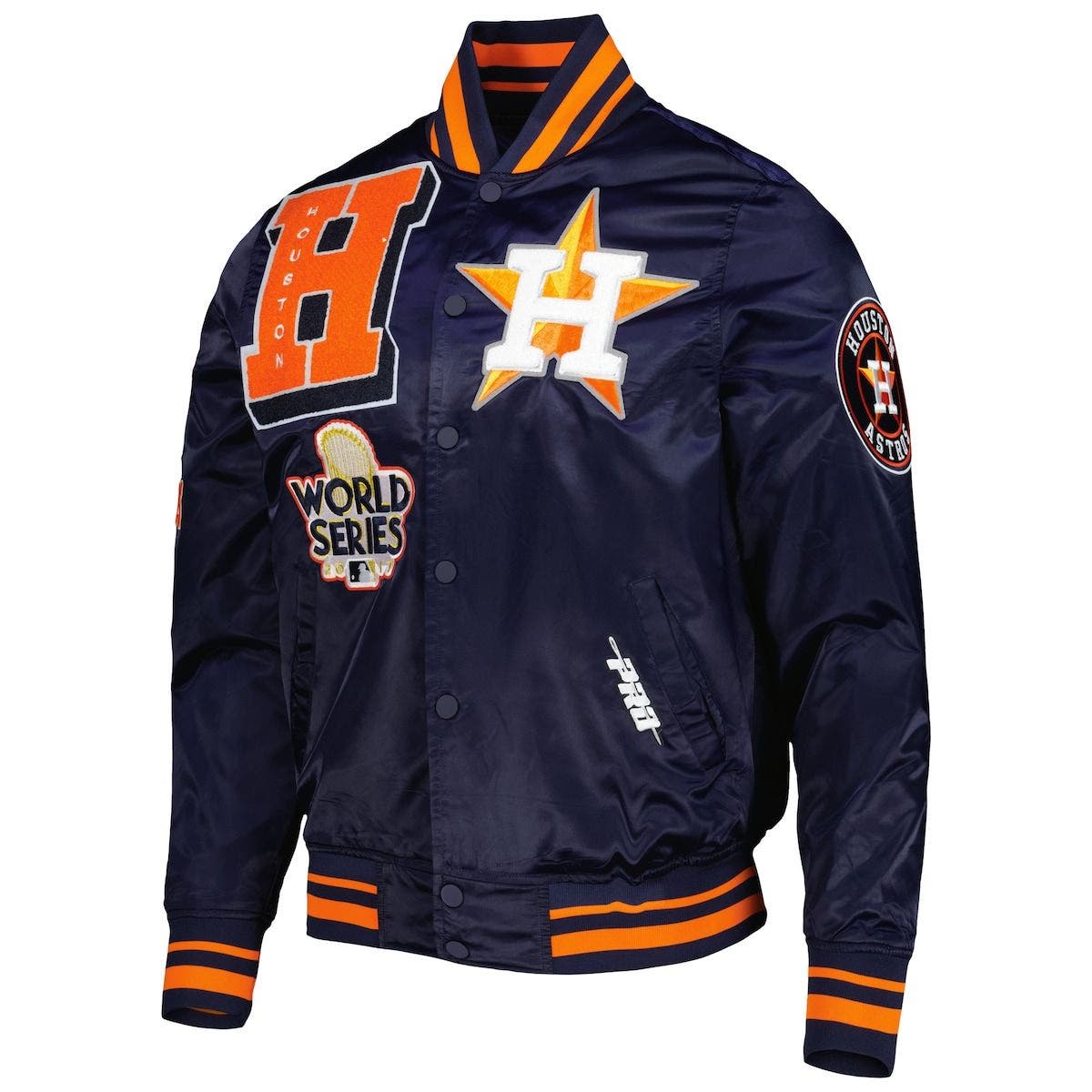 Men's Houston Astros Pro Standard Navy Mash Up Logo Varsity Full-Zip Jacket