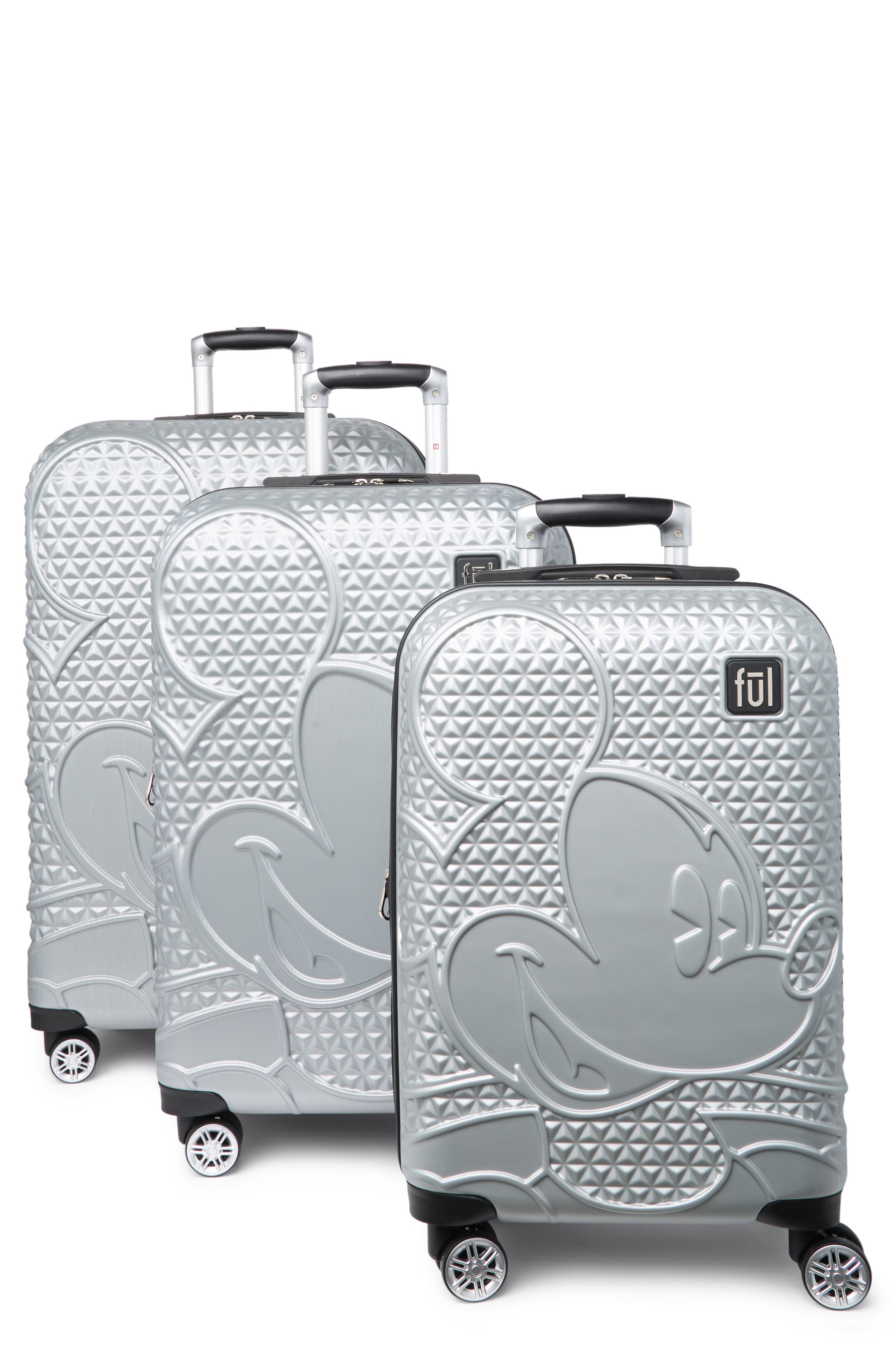 Danielle Nicole Mickey Mouse Ful Hardside Spinner Luggage Set In Silver