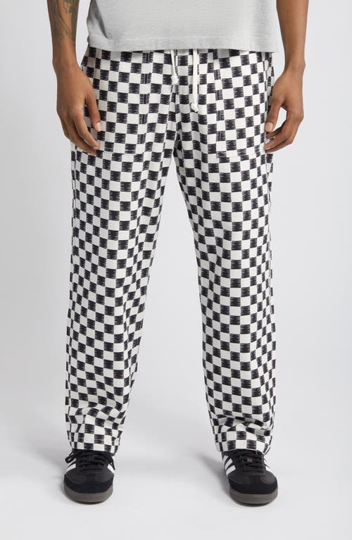Checkerboard Organic Cotton Canvas Chef Pants in Black/White Checker