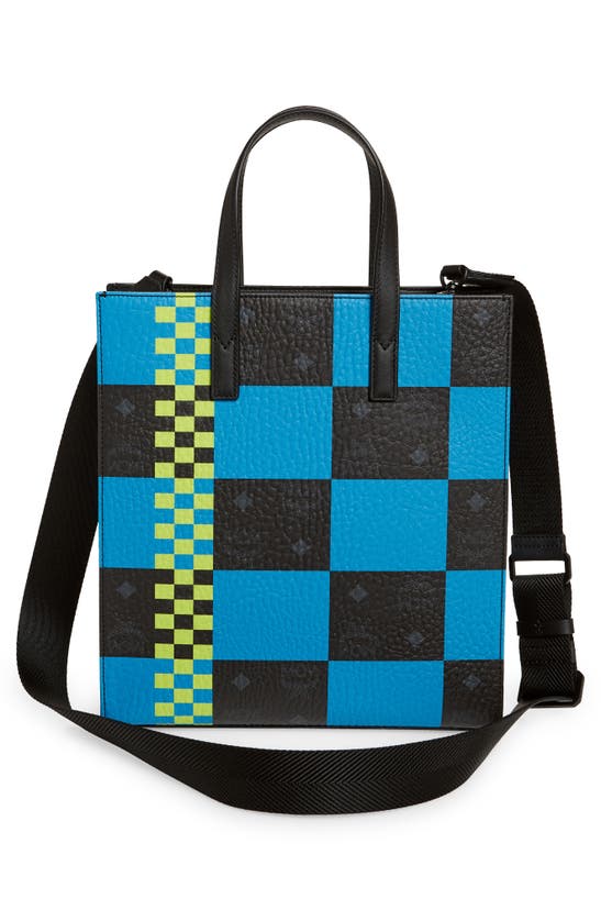 Mcm Small Tech Tote Bag Blue Multi