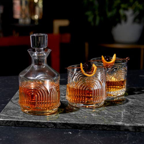 Viski Deco Beau 3-piece Crystal Stacking Decanter In Clear