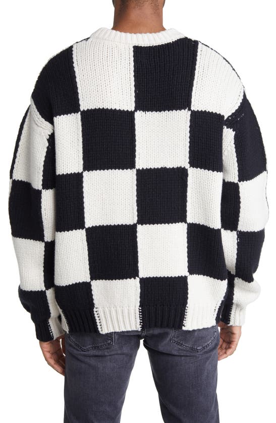 Shop Frame Oversize Checkerboard Wool Sweater In Noir/ Cream