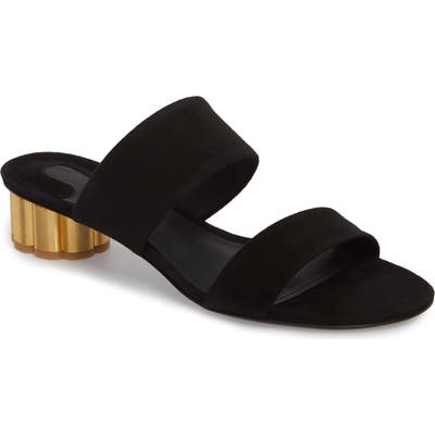 Salvatore Ferragamo Belluno Double Band Slide Sandal, Black