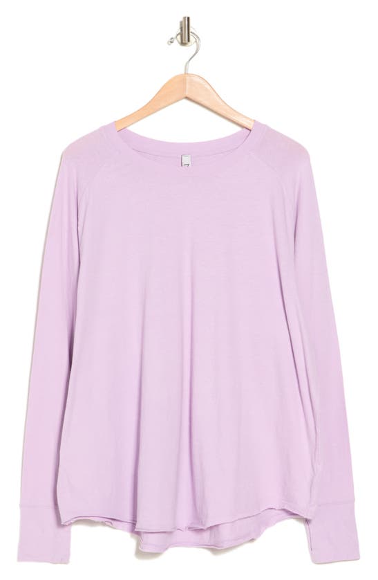 Z By Zella Vintage Washed Relaxed Long Sleeve Tee In Purple Bloom