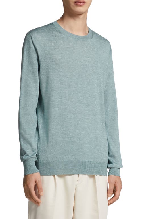 ZEGNA Crossover Silk Blend Crewneck Sweater in Seafoam Blue at Nordstrom, Size 44 Us