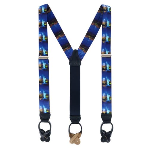 TRAFALGAR TRAFALGAR LIBERTY NEW YORK CITY SKYLINE SILK BUTTON END SUSPENDERS 