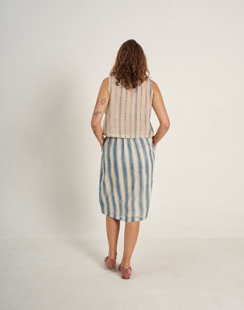 Shop World Of Crow Indigo Bliss Stripe Skirt In Blue