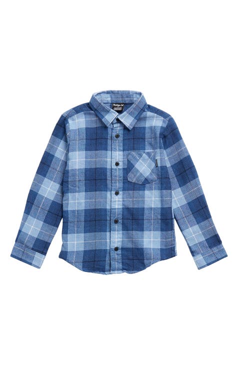 Boy's Solid Button-Down Western Shirt - Teal