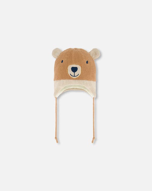 Deux Par Deux Baby Unisex Peruvian Knit Hat Gold Brown In Doe