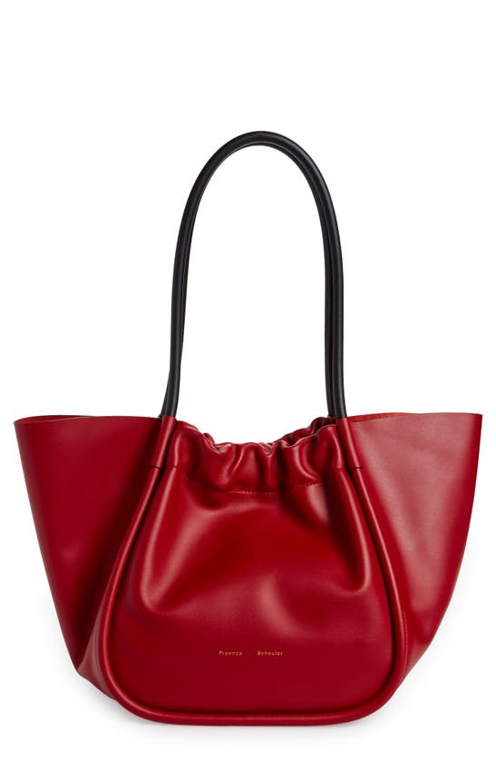 Proenza Schouler Large Ruched Leather Tote In Bordeaux