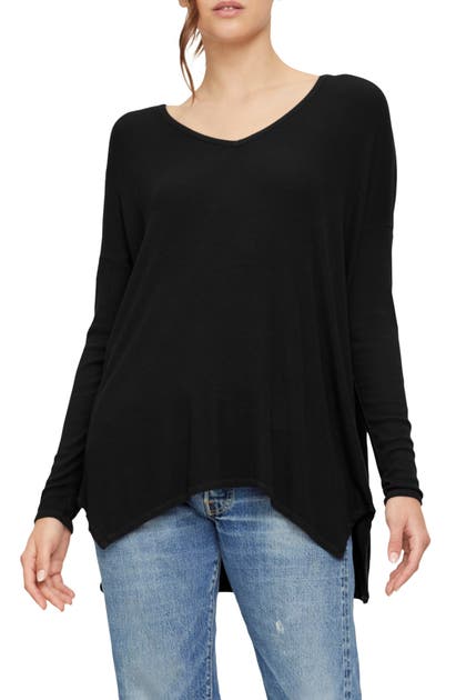 Michael Stars Gianna Relaxed V-neck Long Sleeve Top In Black | ModeSens