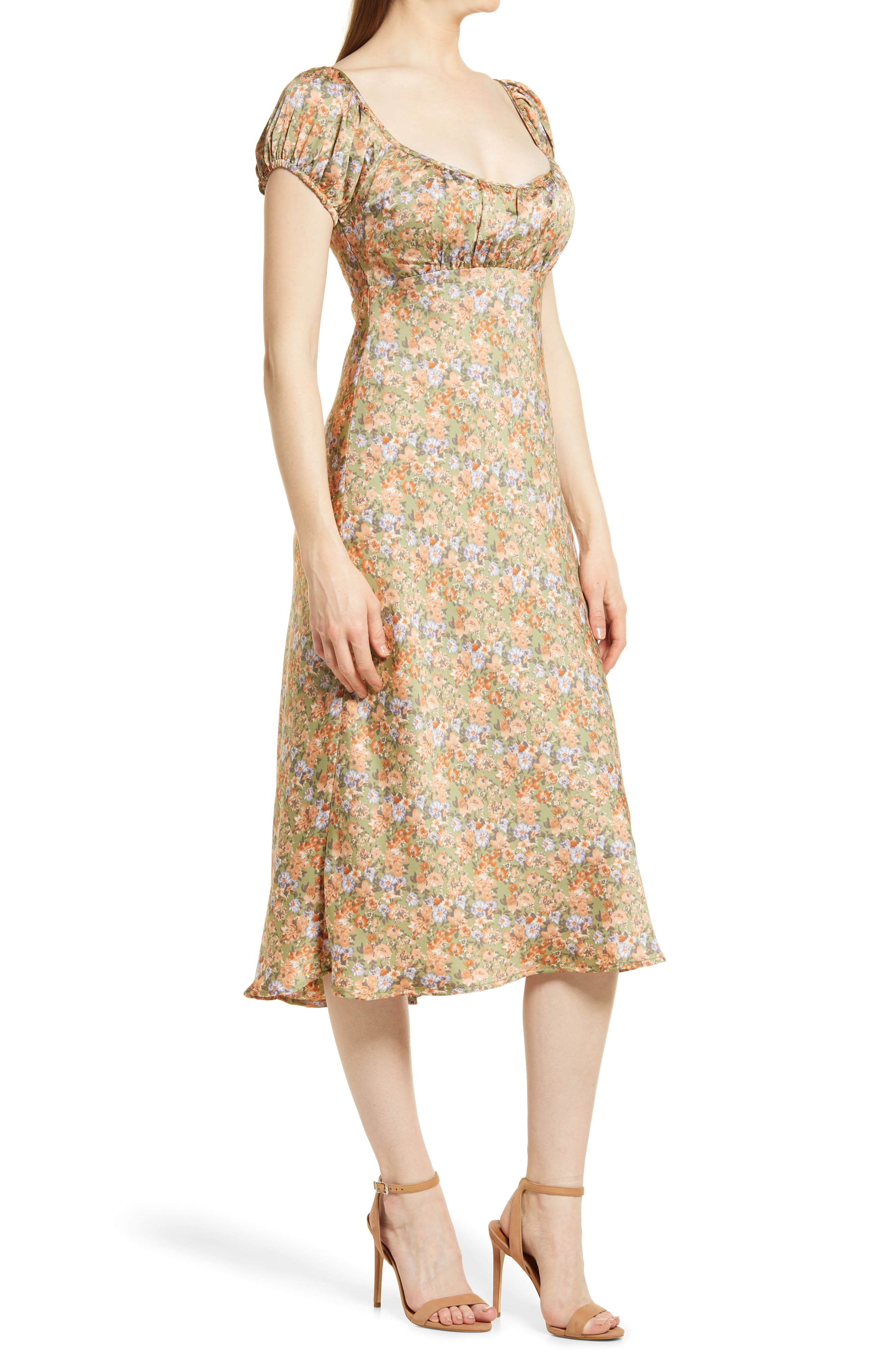 FLORET STUDIOS Floral Satin Midi Dress Nordstrom