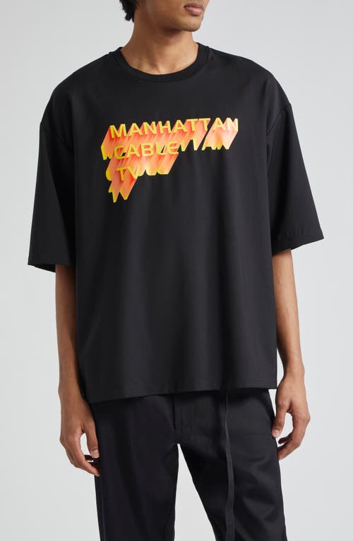 Manhattan Cable TV Wool Graphic T-Shirt in Black