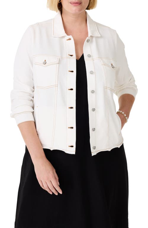 NZT by NIC+ZOE French Terry Trucker Jacket Paper White at Nordstrom,